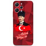 Gramaphone Xiaomi Redmi 12 Uyumlu Atatürk Desenli Telefon Kılıfı + Ekran Koruyucu - 5851