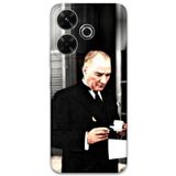 Gramaphone Xiaomi Redmi 13 ile Uyumlu Atatürk Desenli Telefon Kılıfı + Ekran Koruyucu - 5850