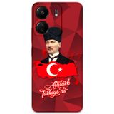 Gramaphone Xiaomi Redmi 13C Uyumlu Atatürk Desenli Telefon Kılıfı + Ekran Koruyucu - 5851