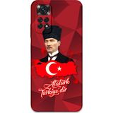 Gramaphone Xiaomi Redmi Note 11 Uyumlu Atatürk Desenli Telefon Kılıfı + Ekran Koruyucu - 5851