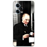 Gramaphone Xiaomi Redmi Note 12 5G ile Uyumlu Atatürk Desenli Telefon Kılıfı + Ekran Koruyucu - 5850