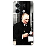 Gramaphone Xiaomi Redmi Note 13 Pro 4G ile Uyumlu Atatürk Desenli Telefon Kılıfı + Ekran Koruyucu - 5850