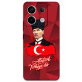 Gramaphone Xiaomi Redmi Note 13 Pro 5G ile Uyumlu Atatürk Desenli Telefon Kılıfı + Ekran Koruyucu - 5851