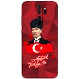 Gramaphone Xiaomi Redmi Note 8 Pro Uyumlu Atatürk Desenli Telefon Kılıfı + Ekran Koruyucu - 5851