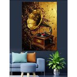 Gramofon Antika Müzik Aleti Dekoratif Kanvas - Mdf Ahşap Tablo