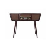 Gramofon - Nostaljik Ahşap Standlı Retro Konsol Pikap – Ceviz Ağacı Kaplama, Bluetooth, Radyo, USB, Dahili Hoparlör ve Masif Ahşap Ayaklı Nostaljik Müzik Kutusu