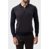 Gran Sasso % 100 Yün Regular Fit Yarım Fermuarlı Polo Yaka Kazak Erkek Polo Yaka Kazak 43108 14713 598 - Lacivert - 52