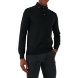 Gran Sasso Erkek Slim Fit Polo Yaka Uzun Kollu Yün Sweatshirt, Siyah, 52 Beden