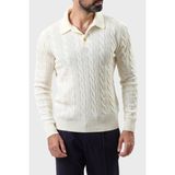 Gran Sasso Yün ve Kaşmir Karışımlı Regular Fit Polo Yaka Kazak Erkek Polo Yaka Kazak 23172 19651 001 - Ekru - 52