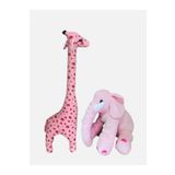 GRAN TOYS Oyun Arkadaşım Pembe Peluş Zürafa 100cm & Uyku Arkadaşım Pembe Fil