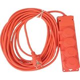 Granada 4'lü 10 Metre IP44 Topraklı Kauçuk Uçlu Seyyar Uzatma Kablosu 3x2.5 mm² TTR/CCA - Turuncu