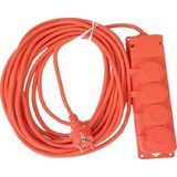 Granada 4'lü 20 Metre IP44 Topraklı Kauçuk Uçlu Seyyar Uzatma Kablosu 3x2.5 mm² TTR/CCA - Turuncu