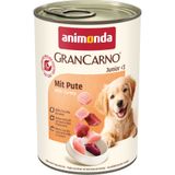 GranCarno Animonda'dan hindi ile ıslak köpek maması (6 x 400 g), yavru köpek maması tahılsız ıslak, genç köpekler için, taze etli içerikli, Junior köpek maması