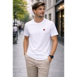 grand coco Erkek Beyaz Likralı Süprem Kumaş Bisiklet Yaka Kısa Kollu T-Shirt