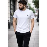 grand coco Erkek Beyaz Regular Likralı Süprem Kumaş Bisiklet Yaka Kısa Kollu T-Shirt