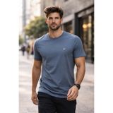 grand coco Erkek Gece Mavisi Regular Likralı Süprem Kumaş Bisiklet Yaka Kısa Kollu T-Shirt