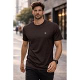 grand coco Erkek Kahverengi Regular Likralı Süprem Kumaş Bisiklet Yaka Kısa Kollu T-Shirt