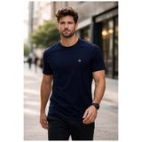 grand coco Erkek Lacivert Regular Likralı Süprem Kumaş Bisiklet Yaka Kısa Kollu T-Shirt
