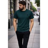 grand coco Erkek Nefti Yeşil Regular Likralı Süprem Kumaş Bisiklet Yaka Kısa Kollu T-Shirt