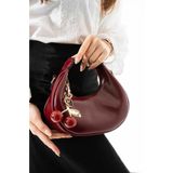 grand coco Kadın bordo charm hediyeli el ve omuz çantası