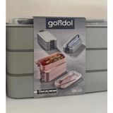 Grand Concept Store Gondol Layer Lunch Box Kilitli Kat Kat Beslenme Kutusu Çatal Kaşıklı (Gri)