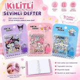 Grand Concept Store Kilitli Mini Defter – Şifreli Görünümlü Asma Kilitli Sevimli Not Defteri, Renkli Tasarım - 01P-Pembe