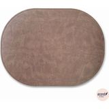 Grand Fine Art 2 Adet Çift Yüz Kenar Dikişli Suni Deri Tam Oval Amerikan Servis Supla 33X44 cm - 44 x 33 cm - Vizon
