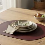 Grand Fine Art 2 Adet Deri Amerikan Servis Tam Oval 33X44 cm - 44 x 33 cm - Bordo