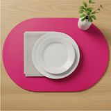 Grand Fine Art 2 Adet Deri Tam Oval Amerikan Servis Supla 33X44 Cm-Kolay Silinebilir Supla - 44 x 33 cm - Pembe