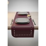 Grand Fine Art 4+1 Adet Deri Amerikan Servis+Runner Set (4 Amerikan Servis -1 Runner ) - 40 x 135 cm - Bordo