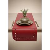 Grand Fine Art 4+1 Adet Deri Amerikan Servis+Runner Set (4 Amerikan Servis -1 Runner ) - 40 x 135 cm - Kırmızı