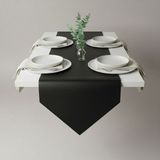 Grand Fine Art 4+1 Adet Deri Amerikan Servis+Runner Set (4 Amerikan Servis -1 Runner ) - 40 x 135 cm - Siyah