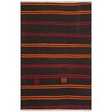 Grand Hedef Halı Anadolu El Dokuma Doğal Turuncu Rengi Çizgili Vintage Kilim