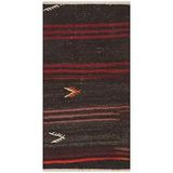 Grand Hedef Halı Anadolu El Dokuma Mürdüm Rengi Çizgili Vintage Kilim Kahverengi