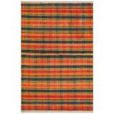 Grand Hedef Halı Anadolu El Dokuma Sari Kirmizi Kareli Vintage Kilim Beyaz