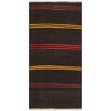 Grand Hedef Halı Anadolu El Dokuma Sari Mürdüm Rengi Çizgili Vintage Kilim Turuncu