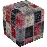 Grand Hedef Halı Bej Multi Rengi El Dokuma Yünlü Puf - 40x40 cm - Siyah