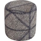 Grand Hedef Halı Doğal Gümüş Rengi El Dokuma Keçi Kılı Kilim Puf - 40x40 cm