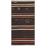 Grand Hedef Halı Eşsiz Anadolu El Dokuma Bakir Rengi Çizgili Vintage Kilim Beyaz