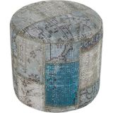 Grand Hedef Halı Geneleksel Buz Mavi Rengi Patchwork Halıden Yapilan Puf - 40 x 40 cm - Renkli