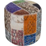 Grand Hedef Halı Geneleksel Doğal Multy Rengi Patchwork Halıden Yapılan Puf - 40x40 cm - Renkli