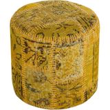Grand Hedef Halı Geneleksel El Dokuma Sarı Rengi Patchwork Halıden Yapilan Puf - 40x40 cm