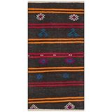 Grand Hedef Halı Gerçek El Dokuma Fuşya Mavi Rengi Çiçekli Vintage Kilim Kahverengi