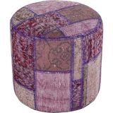 Grand Hedef Halı Gerçek El Dokuma Mor Rengi Patchwork Halıden Yapilan Puf - 40x40 cm