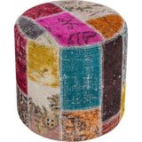 Grand Hedef Halı Gerçek El Dokuma Multi Rengi Patchwork Halıden Yapilan Puf - 40 x 40 cm - Renkli