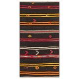 Grand Hedef Halı Gerçek El Dokuma Renkli Çiçekli Vintage Kilim Çok Renkli