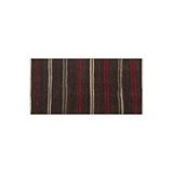 Grand Hedef Halı Gerçek El Dokuma Siyah Rengi Beyaz Kirmizi Çizgili Vintage Kilim Turuncu