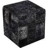 Grand Hedef Halı Gerçek El Dokuma Siyah Rengi Patchwork Puf - 40x40 cm