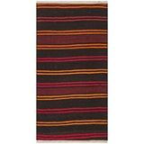 Grand Hedef Halı Gerçek El Dokuma Turuncu Kirmizi Renk Çizgili Vintage Kilim Çok Renkli