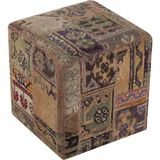 Grand Hedef Halı Kahveregi Anadolu Kilim El Dokuma Patchwork Puf - 40x40 cm - Açık Kahverengi